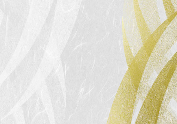 白と金の和紙 - 正月 ストックフォトと画像