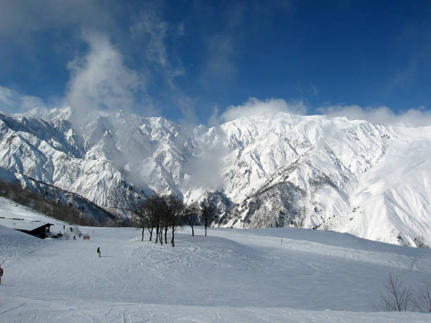 Japanese Snow Mountains stock photo