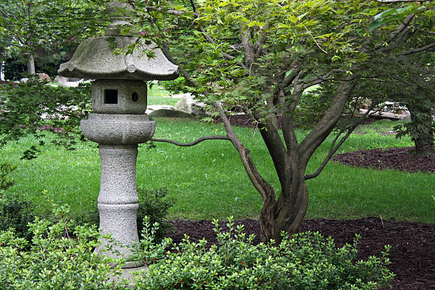 Japanese Stone Garden Lantern stock photo