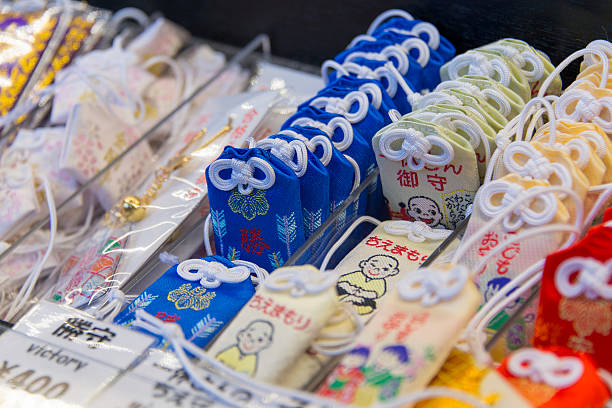 Japanese talisman and amulets stock photo