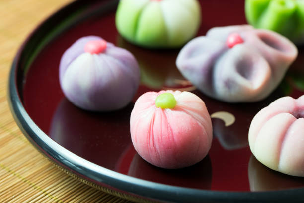 Japanese traditional confectionery wagashi stock photo