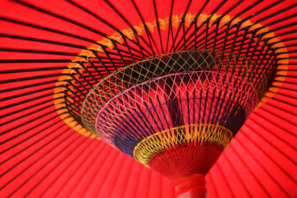 Japanese paper umbrella;ODORIGASA SAKURA FUBUKI red bamboo from japan 