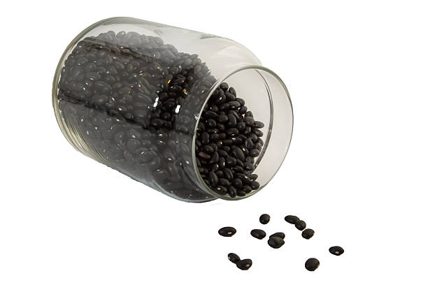 Jar of black beans stock photo