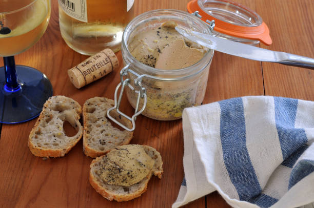 A jar of foie gras foie gras with bread foie gras stock pictures, royalty-free photos & images