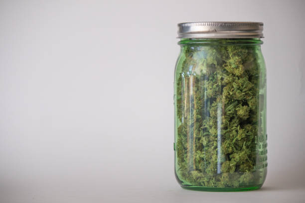 A jar of high grade medical cannabis; off set stock photo
