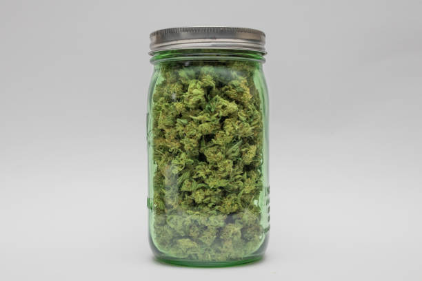 A jar of high grade medical marijuana stock photo
