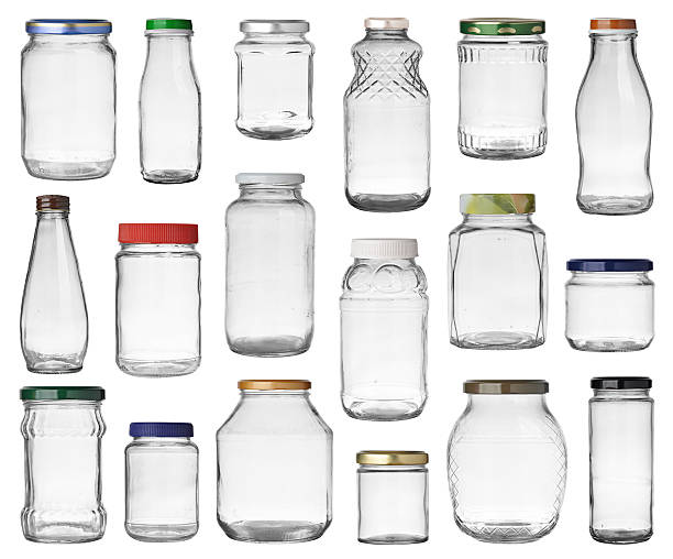 jars set Set of empty jars with caps isolated on white background jar stock pictures, royalty-free photos & images
