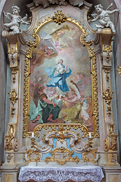 jasov-barocca lato altare e vernice dell'immacolata concezione - ferragosto foto e immagini stock
