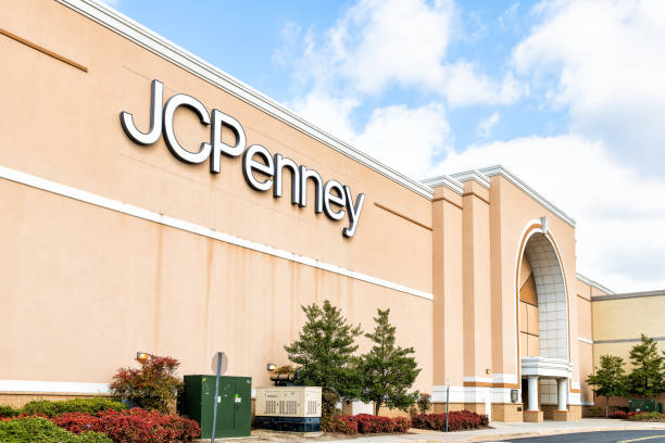 JCPenney department outlet, retail store, retailer, shop in Fair Oaks shopping mall in northern, north Virginia, entrance, facade, road, street, nobody stock photo