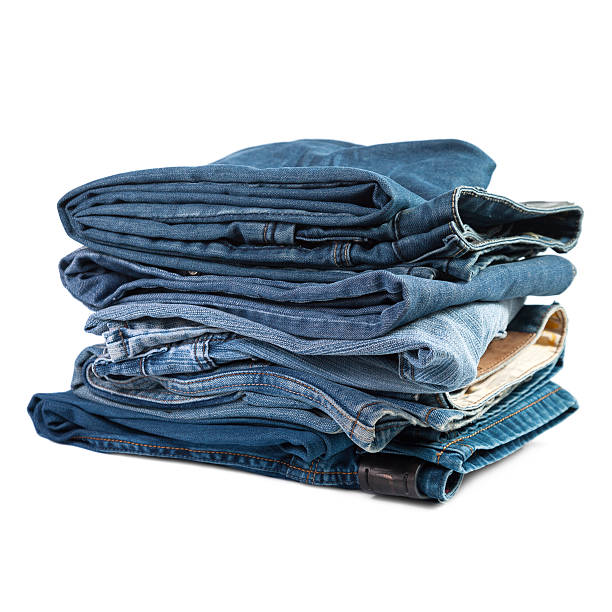 Jeans things stacked stack stock photo