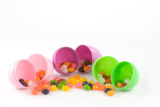 Jelly Beans and Plastic Eggs stock photo