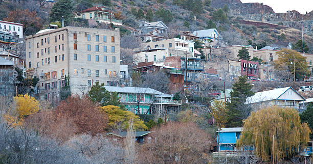 Jerome Arizona The amazing ghost town of Jerome, in Arizona. The town is an old mining town with many cool shops and things to see. A artist community is thriving here. Panorama. jerome arizona stock pictures, royalty-free photos & images