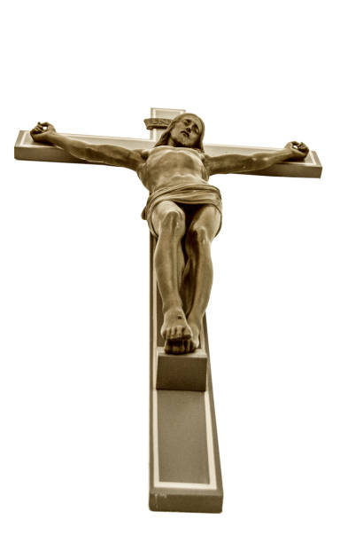 jésus christ sur une croix, je bois dans l’église, agrandi avec fond blanc - good friday photos et images de collection