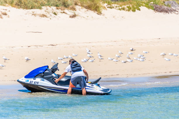 Jet skiing is popular on the waters of Palm beach and Shoalwater bay. stock photo