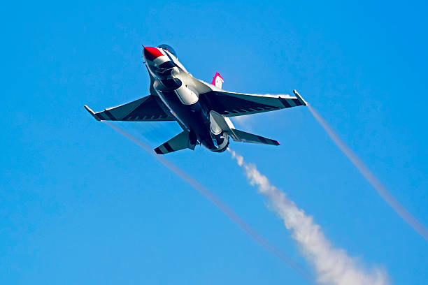 Jet US Air Force Thunderbirds fighter stock photo