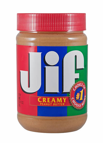 Jif Penut Butter Nashville, Tennessee, USA - February, 21th 2011: A jar of Jif brand peanut butter, isolated on white. jif stock pictures, royalty-free photos & images
