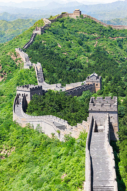 Jinshanling Section Great Wall of China Photo of Jinshanling,  a section of the Great Wall of China located in the mountainous area in Luanping County, northeast of Beijing on a sunny day. jinshangling stock pictures, royalty-free photos & images