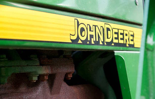 John Deere Logo with Horizontal Yellow Stripe stock photo
