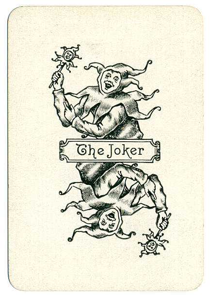 Joker playing card 19th century antique The Joker stock photo