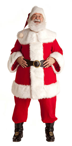 jolly santa claus auf weißem hintergrund. - nikolaus stiefel stock-fotos und bilder