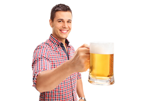 Joyful Man Holding A Large Beer Mug Stock Photo Download Image Now Istock