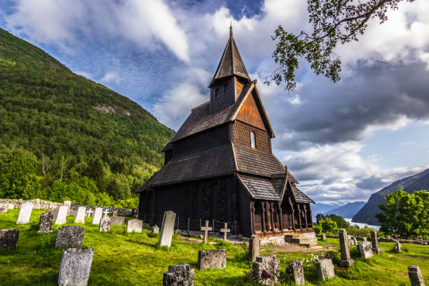 July 23, 2015: The Stave Church of Urnes, Norway stock photo