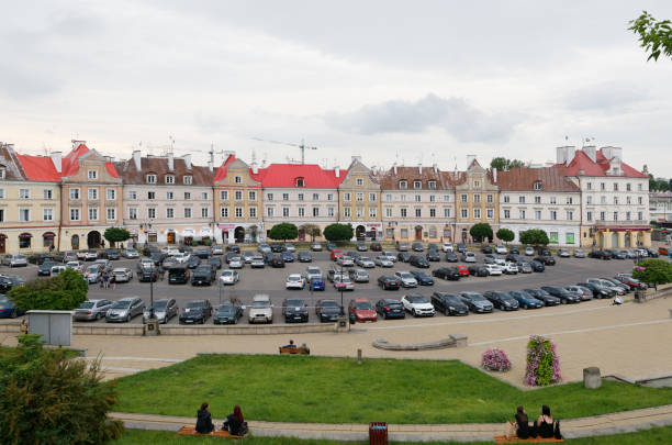 LUBLIN, LUBELSKIE POLAND - 26 June 2021: Landmark of royal square Plac Zamkowy stock photo