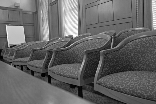 Black and white version of jury seatsOther images in series: