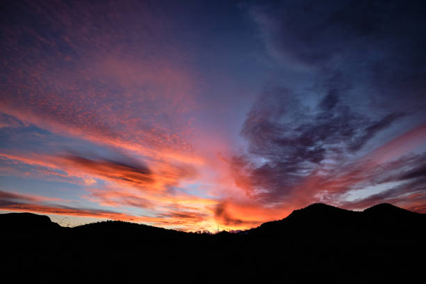 Just after sunset over Starr Pass, Tucson, Arizona stock photo