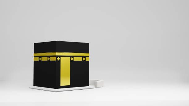 Kaaba in Masjid Al Haram concept of islamic celebration eid al adha or hajj 3D illustration. 3D rendering stock photo