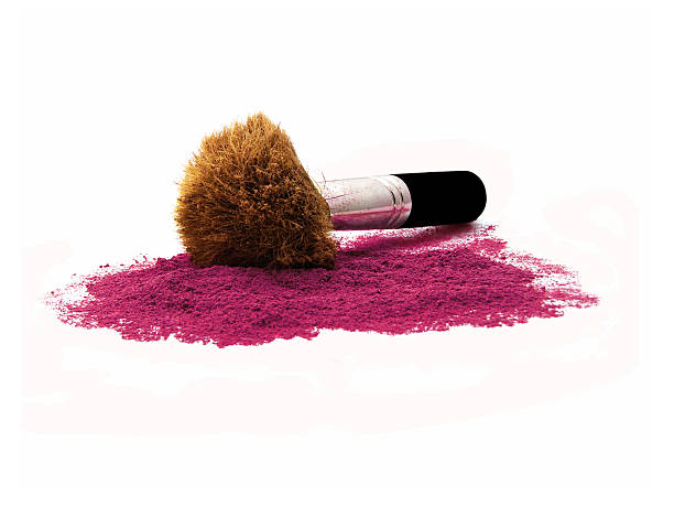 kabuki brush in burgundy mineral make-up Isolated stock photo