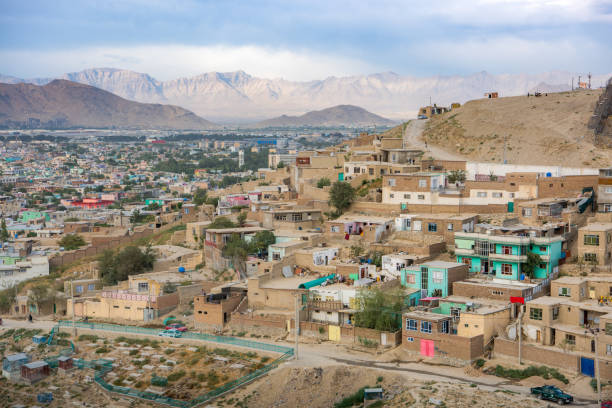 Kabul Afghanistan skyline cityscape Kabul Afghanistan city scape skyline, Kabul hills and mountains with houses and buildings afghanistan stock pictures, royalty-free photos & images