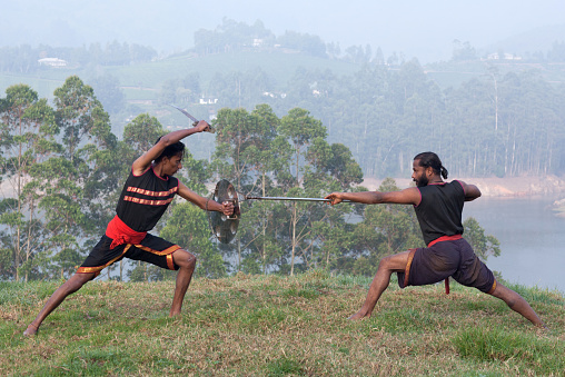 Kalaripayattu Martial Art In Kerala India Stock Photo