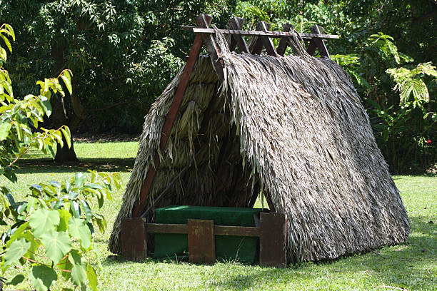 Kamokila Village Hut, Kauai, Hawaii stock photo