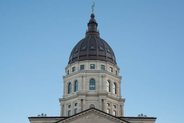 Kansas Capital Dome Dome of the Kansas Capital Building in Topeka, Kansas topeka stock pictures, royalty-free photos & images