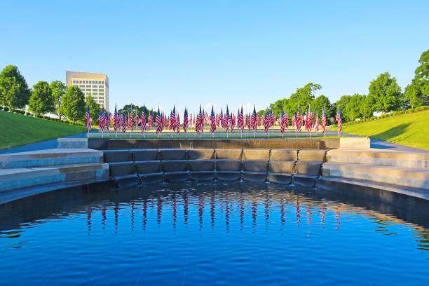Kansas City Liberty Memorial Flags wwi water and flags overland park stock pictures, royalty-free photos & images