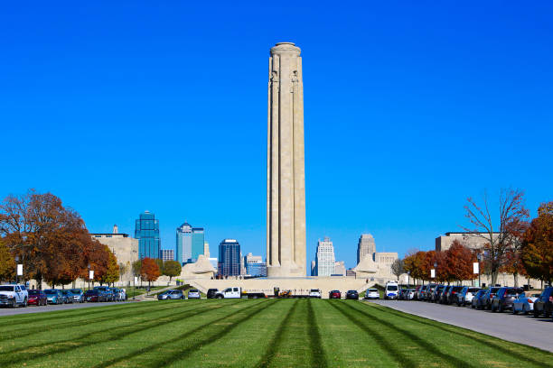 Kansas City Missouri Skyline Liberty Memorial KCMO kansas city kansas stock pictures, royalty-free photos & images