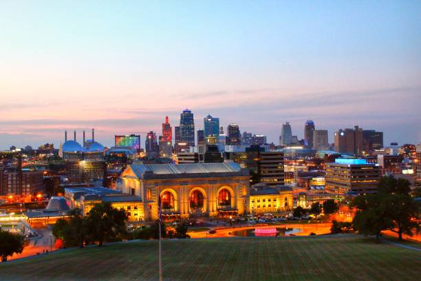 Kansas City Kansas City from the point of view of the Liberty Memorial. kansas city kansas stock pictures, royalty-free photos & images