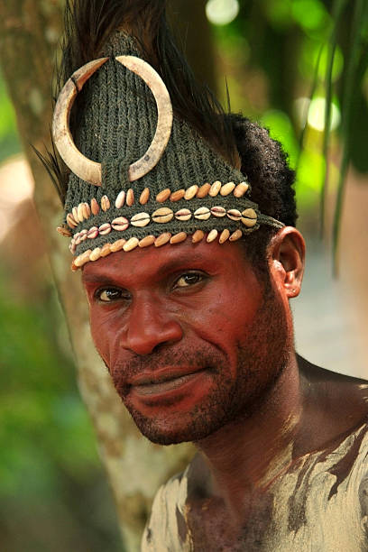 Karawari River tribesman in Papua New Guinea stock photo