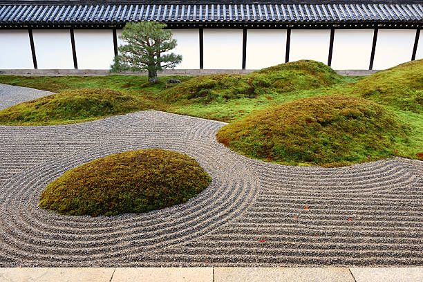 каресансуи, японский стиль гадена - японский сад камней стоковые фото и изображения