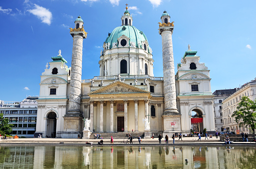 Karlskirche is a baroque church completed in 1737, Vienna, Austria
