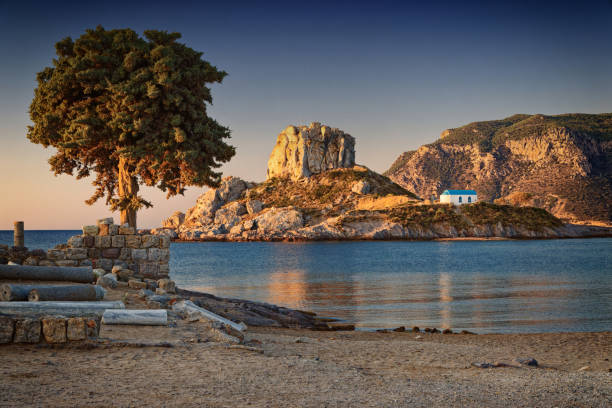 Kastri Island and the Chapel of Agios Nikolaos - Kos Greece stock photo