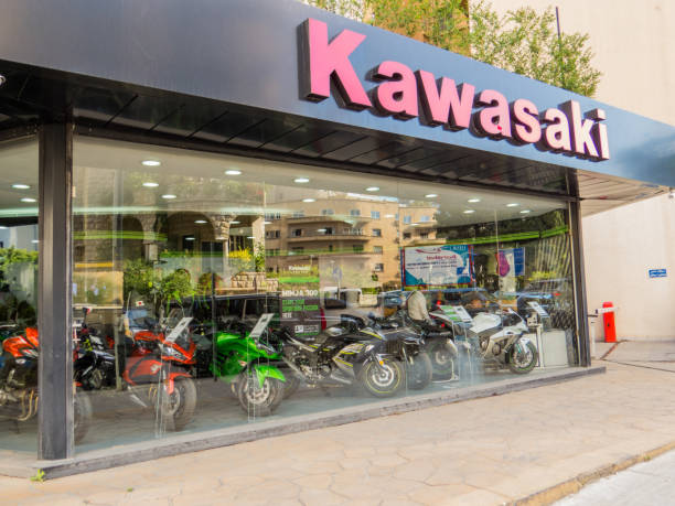 Kawasaki shop showcase in Beirut, Lebanon stock photo