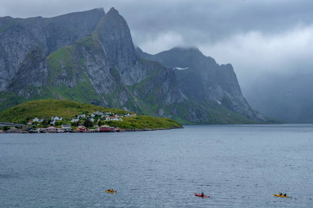 Kayaking in  Norway stock photo