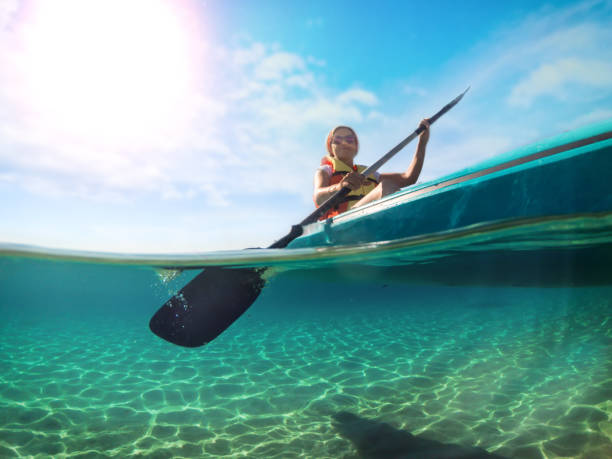 kajakpaddling - woman kayaking bildbanksfoton och bilder