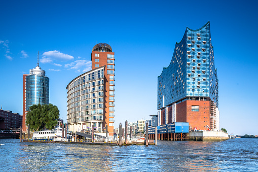 Kehrwiederspitze and Elbphilharmonie in the modern HafenCity of Hamburg