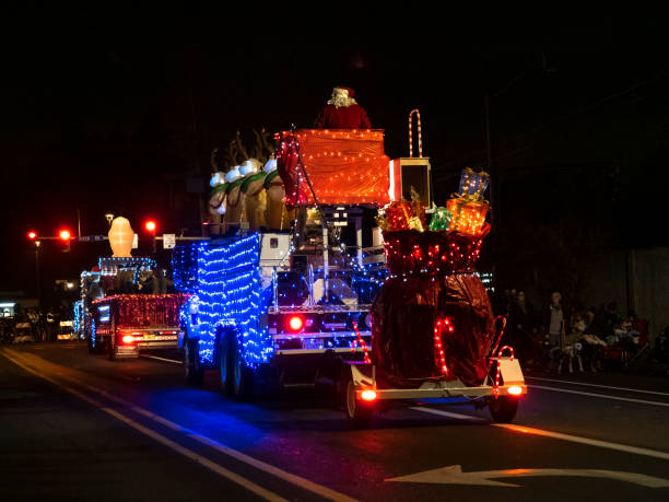 Keizer Holiday Lights Parade Annual Oregon Christmas Parade Santa Truck stock photo