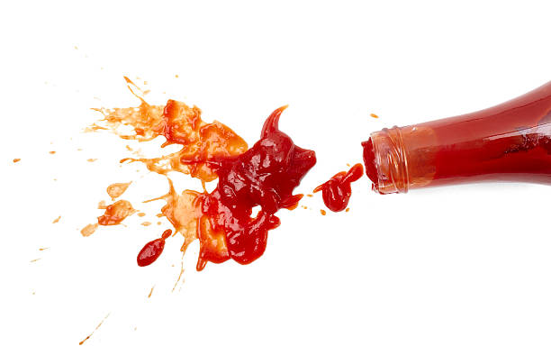 ketchup stain dirty seasoning condiment food close up of  ketchup stains on white background  with clipping pathclose up of  ketchup stains on white background  with clipping path ketchup stock pictures, royalty-free photos & images