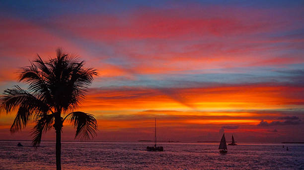 KEY WEST Sunset Boat 11x14 Matted Art Photo Photograph Florida Keys Photography 