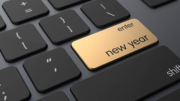 Keyboard with Enter New Year Key 3D stock photo